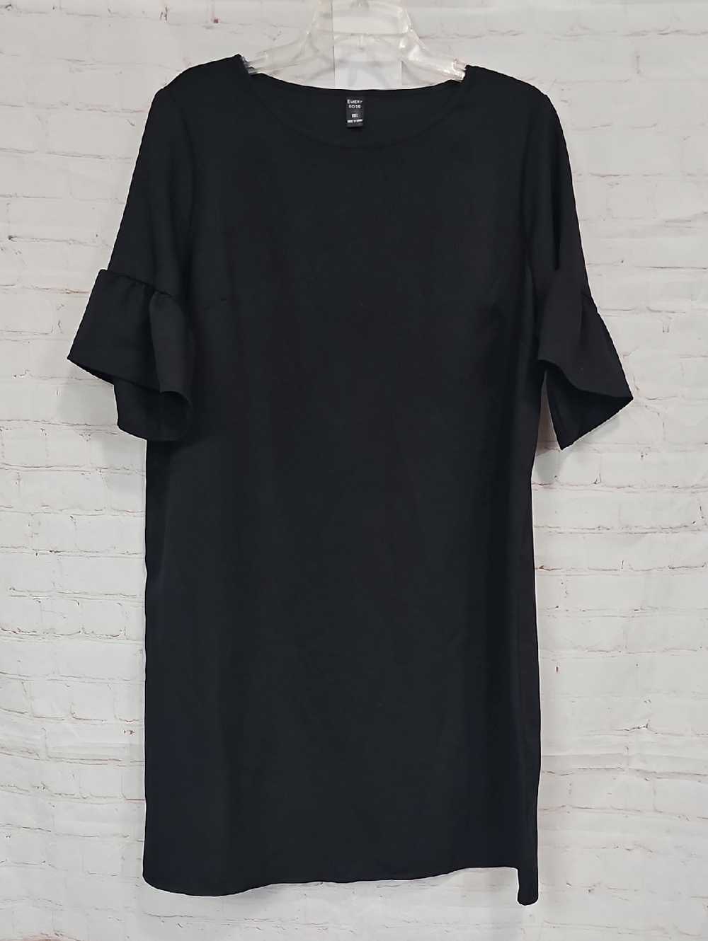 Classic Black Midi Dress with Ruffle Sleeves